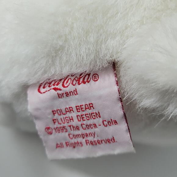 Coca Cola 1995 White Classic 13" Polar Bear Stuff Plush/Red Scarf& Hat 5623-2PL4 - Picture 6 of 7